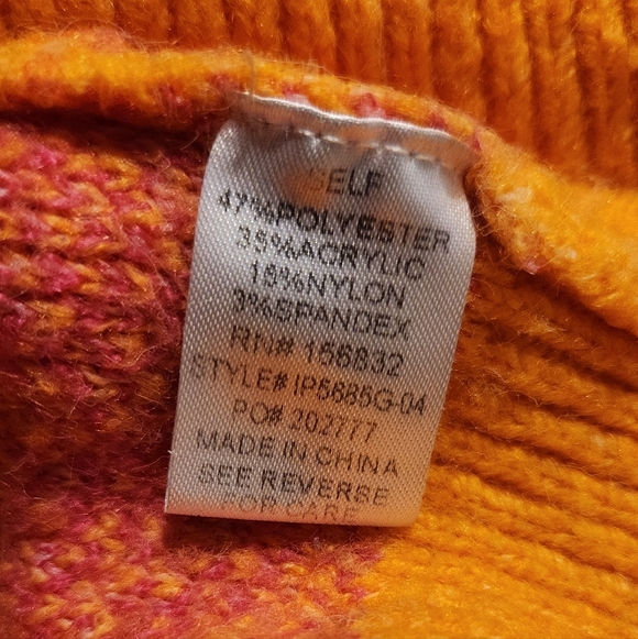 BiBi Oversized Fuzzy Daisy Retro Y2K Flower Knit Sweater - Orange & Pink Sz M - Picture 8 of 8